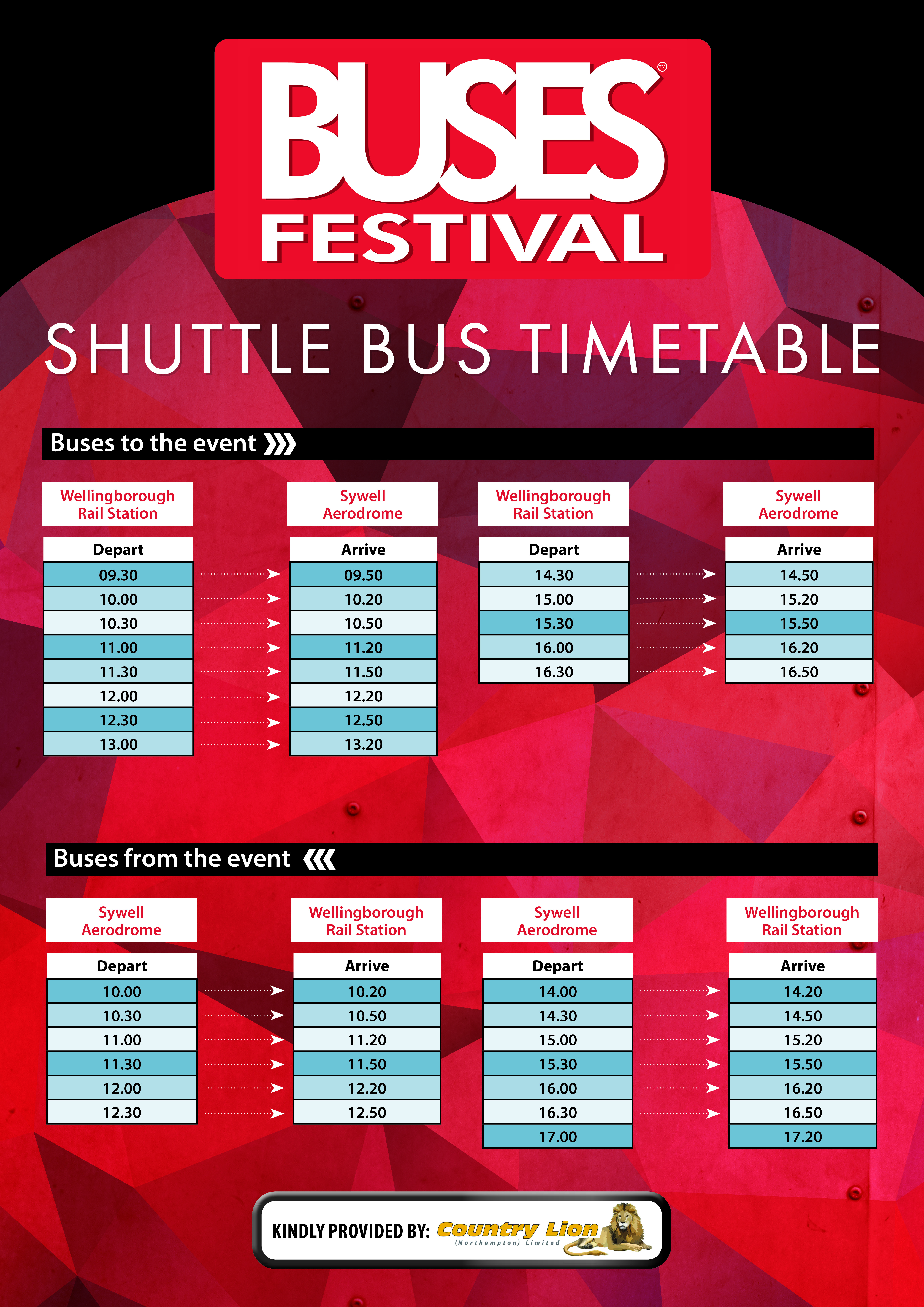 Buses Festival 2023 timetable